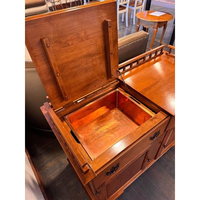 Vintage Sprague & Carleton Solid Rock Maple Dry Sink, 1950s Keene, Nh Cabinet Dry Bar For Sale - Image 4 of 10