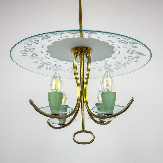 Vintage Chandelier attributed to Pietro Chiesa for Fontana Arte, Italy, 1930s For Sale - Image 10 of 18