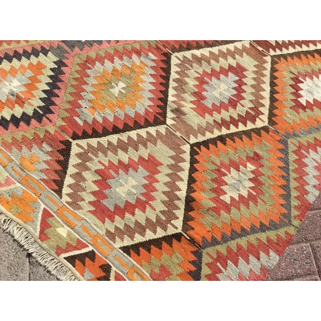 1960's Handwoven Flatweave Kilim - 75" X 113" For Sale - Image 9 of 11