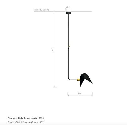 Metal Mid-Century Modern Black Curved Bibliothèque Hanging Lamps by Serge Mouille for Isamu Noguchi, Set of 3 For Sale - Image 7 of 9