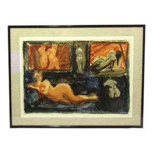 "the Model" Limited Edition Serigraph by Avinoam Kosowsky, Signed 166/180, Framed