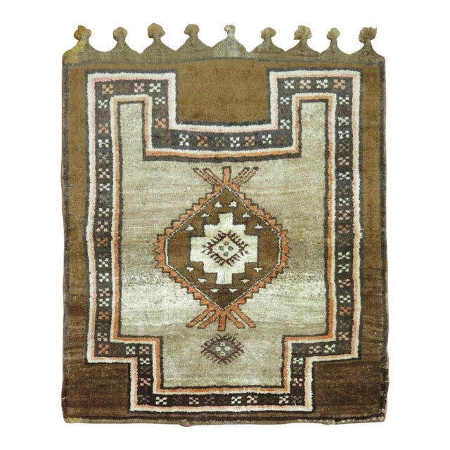 Early 21st Century Brown Turkish Tribal Square Scatter Size Square Rug - 3'8" x 4'2" For Sale