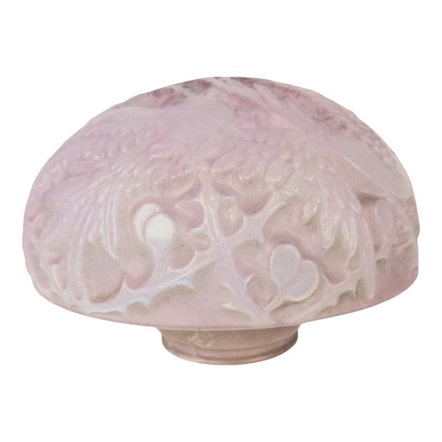 20s Art Glass Frosted Pink Cockatiel Globe Shade . Consolidated Lamp and Glass . Phoenix Glass . Art Deco For Sale