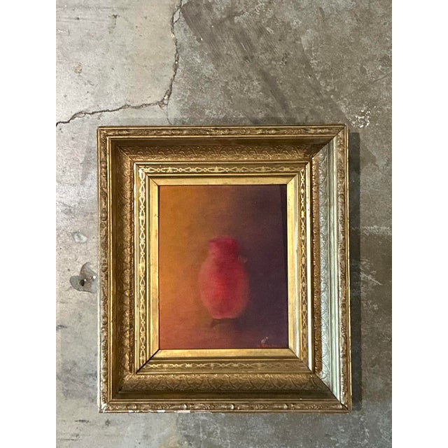 Wood Vintage Boho Original Abstract Expressionist Still Life on Canvas For Sale - Image 7 of 12