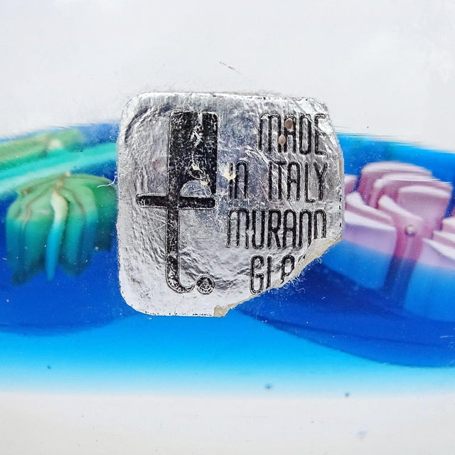 Murano Fratelli Toso Blue Amethyst White Millefiori Flowers Vintage Italian Art Glass Decorative Paperweights - Set of 3 For Sale - Image 11 of 11