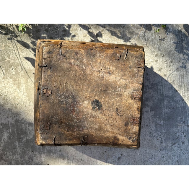Large Antique Japanese Primitive Wooden Rice Grain Box For Sale - Image 9 of 10