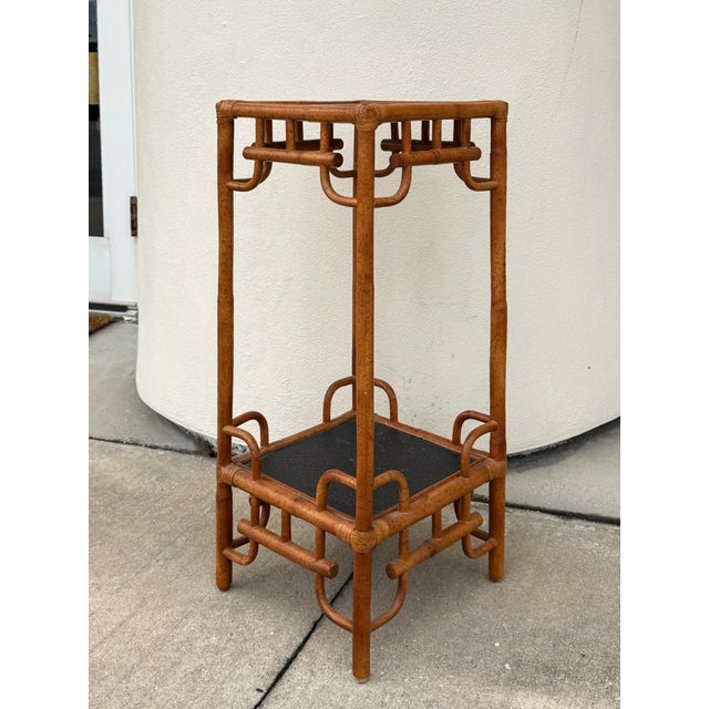 Bamboo Planter Stand Vintage Hollywood Regency Chinoiserie Tall Coastal For Sale In Tampa - Image 6 of 14