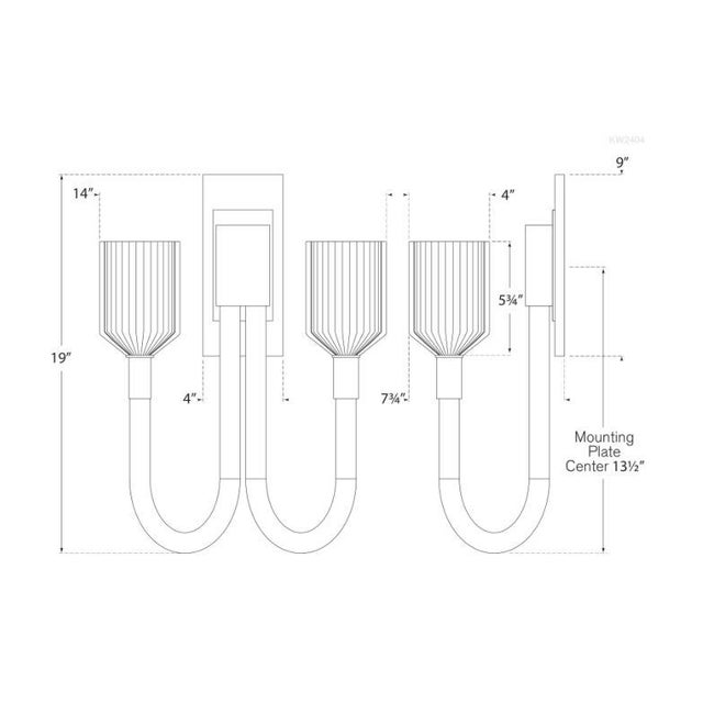 Modern Kelly Wearstler for Visual Comfort Signature Reverie Double Sconce in Clear Ribbed Glass and Bronze For Sale - Image 3 of 3