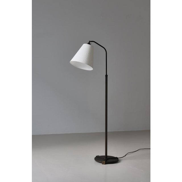 Danish Art Deco Floor Lamp in Patinated Bronze, 1930s For Sale - Image 3 of 17