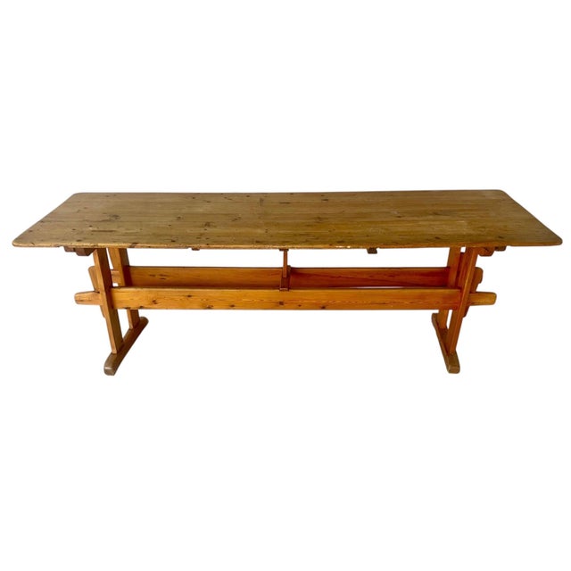 Danish Rustic Pine Dining Trestle Table, 19th Century For Sale - Image 11 of 11