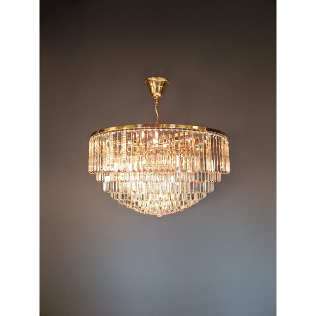 Postmodern Modern Gold Brass Round Chandelier Art Nouveau XXL For Sale - Image 4 of 11