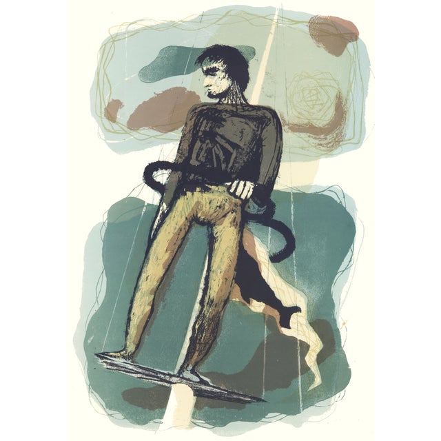 Original lithograph by Benton Spruance from the portfolio "Moby Dick - The Passion of Ahab" printed by The Meriden Gravure...