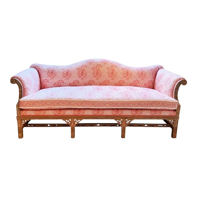 Late 19th Century Carved Oak Camelback Chippendale Settee For Sale