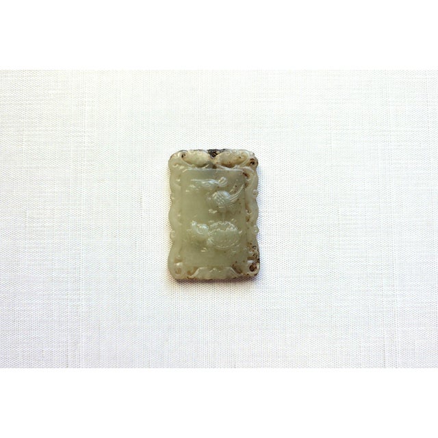 Celadon Antique Hetian Jade Pendant Amulet, Qing Dynasty, Late 19th Century For Sale - Image 8 of 10