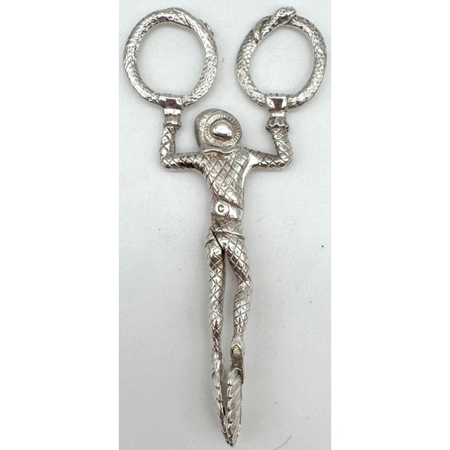 English Sterling Jester & Ouroboros Snake Sugar Tongs, Birmingham 1887 For Sale In West Palm - Image 6 of 12