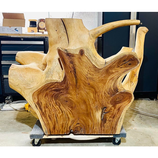 Monkey pod tree root. Raw slab with unique grain and live edges. This piece has been Kiln dried and lightly sanded. Coffee...