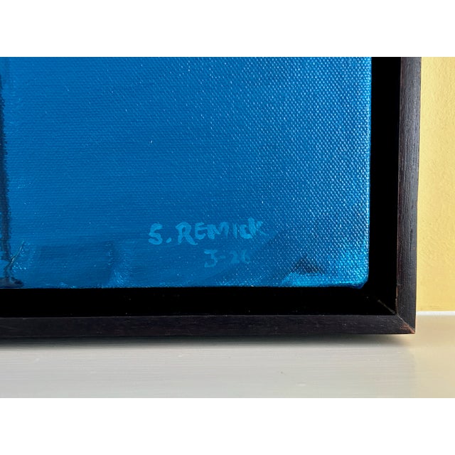 Blue Fusion, Contemporary Framed Abstract Acrylic Painting by Stephen Remick For Sale - Image 11 of 12