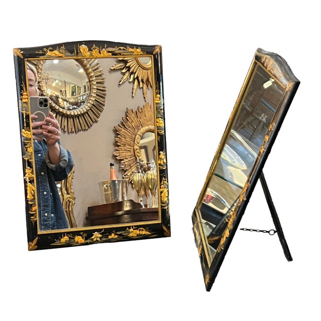 A pair of elegant English vanity or table-top mirrors from the late 19th century - each mirror featuring a rectangular...