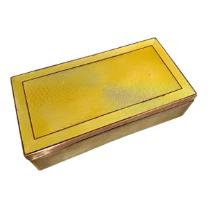 Brass Box with Yellow Guilloche and Enamel Detail