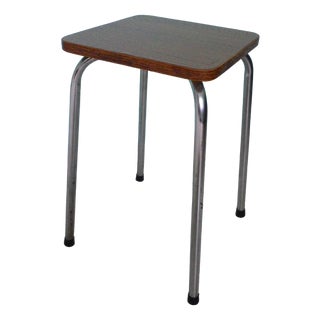 Stool in Brown Formica and Chrome-Plated Metal, 1970s For Sale