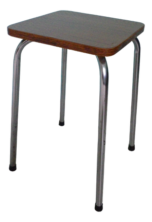 Stool in Brown Formica and Chrome-Plated Metal, 1970s