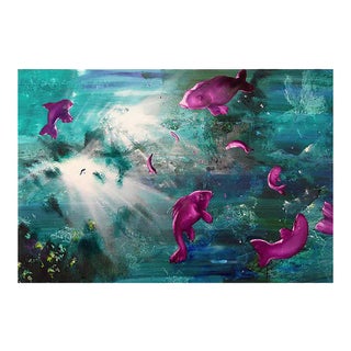 Leibniz Universe 10u, Contemporary and Colorful Underwater Scene, Oil on Canvas, 2016 For Sale
