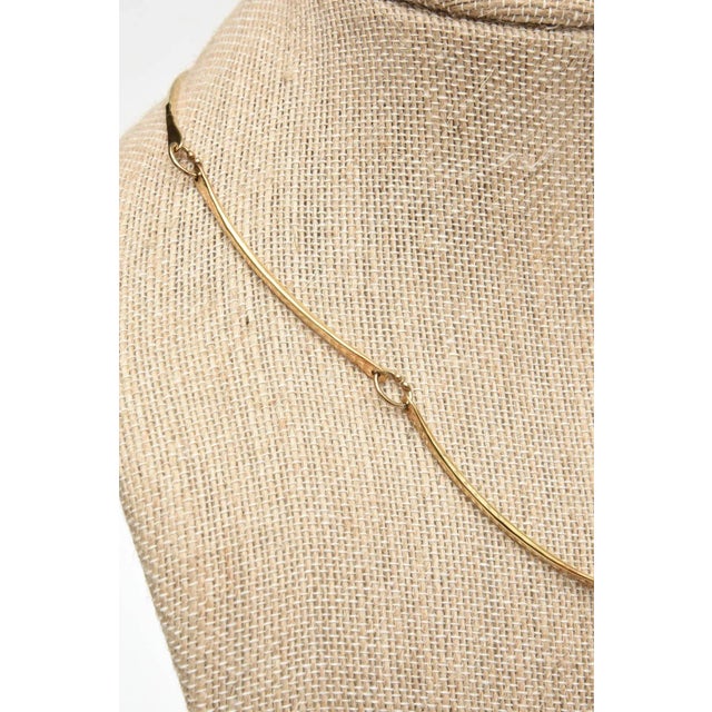 Metal Vintage Gold Wash Over Sterling Silver Sculptural Modernist Signed Artisan Necklace For Sale - Image 7 of 8