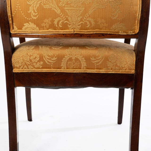 Gold 19th Century English Regency Inlaid Mahogany Elbow Chair For Sale - Image 8 of 11