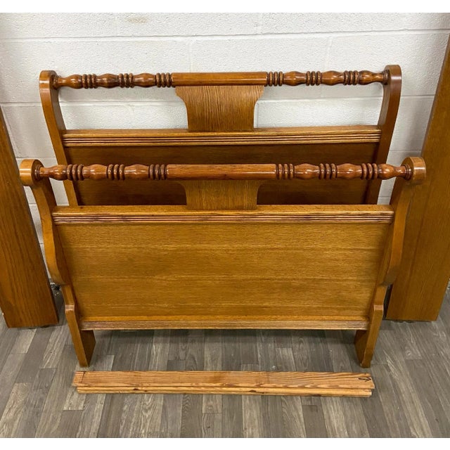 Vintage Twin Size Tiger Oak Sleigh Bed Chairish