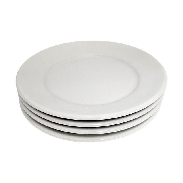 1980s Apilco France Classic Whiteware Rimmed Luncheon Plates, Set of 4 For Sale - Image 4 of 11