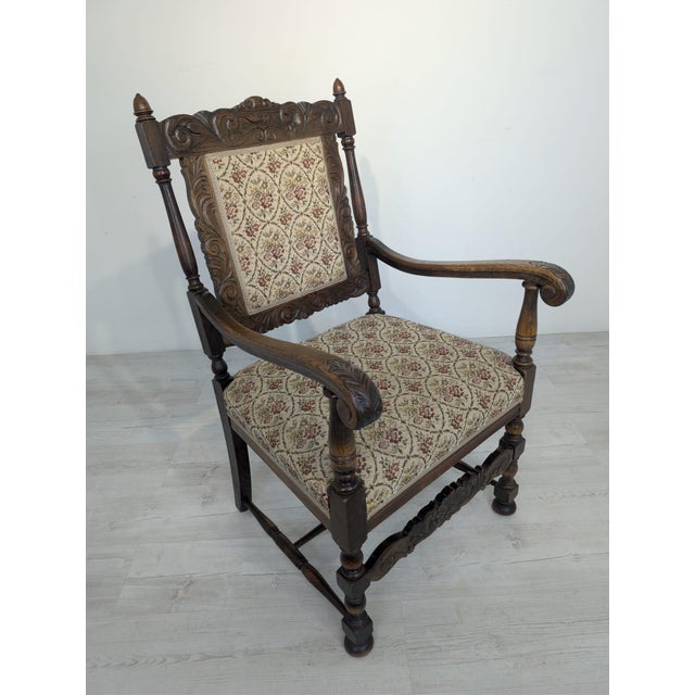 Antique Armchair in Oak Wood with Springs For Sale - Image 9 of 18