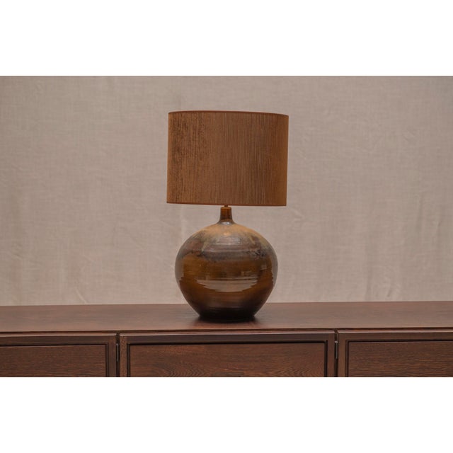 Large French Glazed Ceramic Table Lamp, 1970s For Sale - Image 11 of 11
