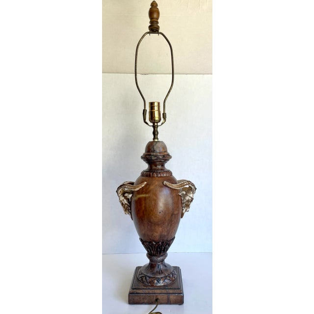 Mid 20th Century Traditional Ram Head Carved Alabaster Marble Urn Lamp For Sale - Image 10 of 13