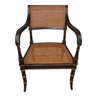 Vintage Alfonso Marina Black Cane Back Side Chair ~ French Country For Sale