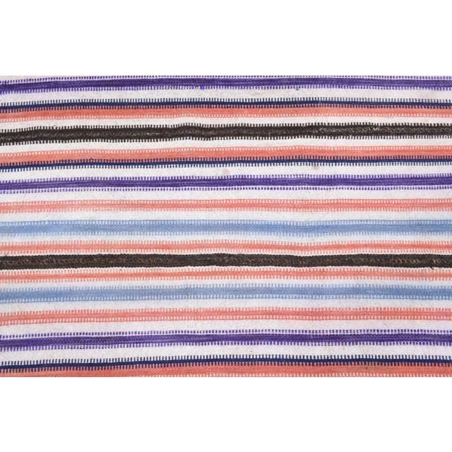 Textile Vintage Turkish Oushak Handmade Wool Cotton Pink Kilim Area Rug For Sale - Image 7 of 11