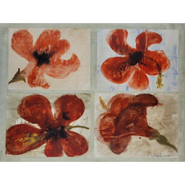Lis Petersen, Poppies, Collage & Watercolor on Canvas, 2008 For Sale - Image 4 of 18