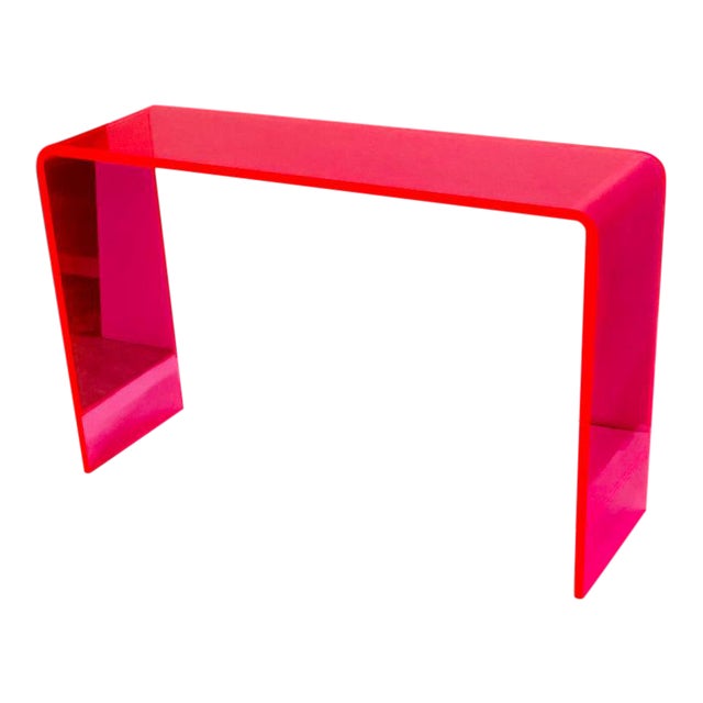 Neon Pink Lucite Console Table For Sale