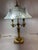 Hollywood Regency Vintage Leaded Shade Hollywood Regency Style Solid Brass Table Lamp For Sale - Image 4 of 4