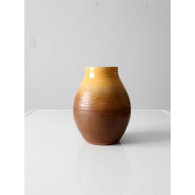 Brown Vintage Studio Pottery Vase For Sale - Image 8 of 8