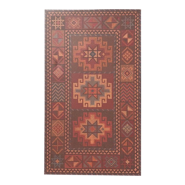 Traditional Turkish Rug Painting by E.Vial 1994 For Sale