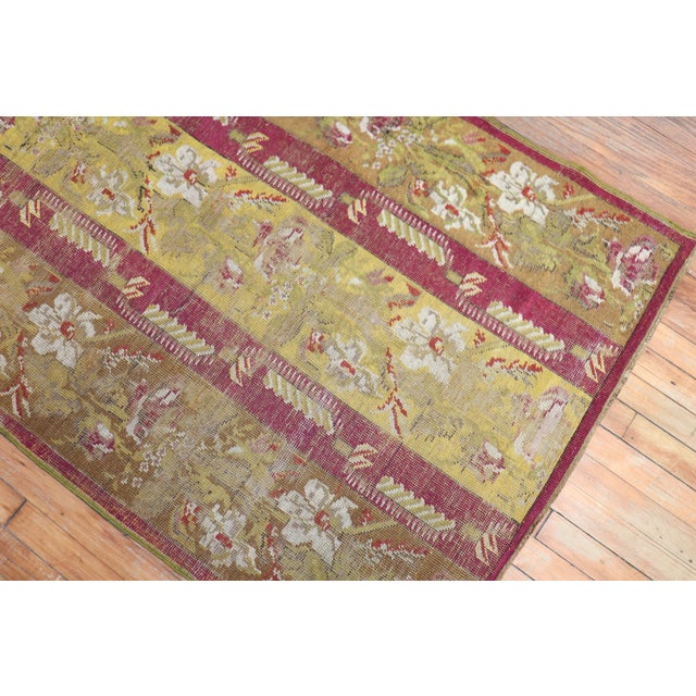 Antique Zabihi Collection Ghiordes Small Floral Runner - 3'6" x 7' For Sale In New York - Image 6 of 10
