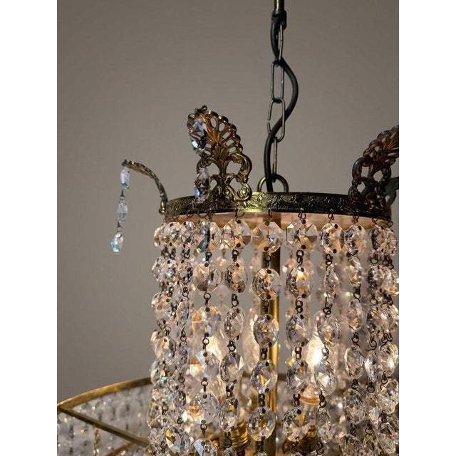 Vintage Crystal and Brass Cascading Chandelier, 1960s For Sale - Image 6 of 7