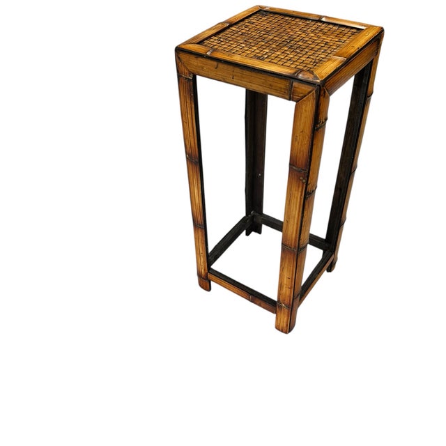 Late 20th Century Vintage Coastal Bamboo Plant Stand Pedestal For Sale - Image 5 of 5