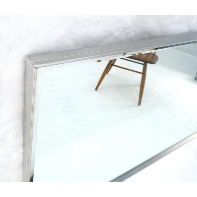 c1960s Large 37x61 Rectangle Solid Aluminum Frame Mid Century Modern Wall Mirror For Sale - Image 10 of 14