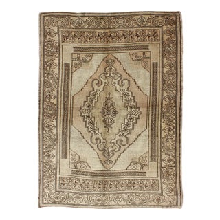 1940s Vintage Turkish Oushak Rug - 4′ × 5′7″ For Sale