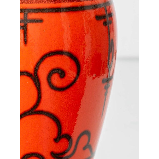 Dutch Orange Gouda Tokio Ceramic Table Lamp, 1970s For Sale - Image 10 of 15