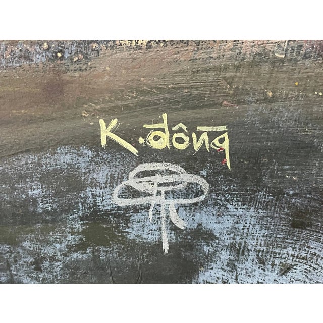 Signed Chinoiserie Painting of Florals and Birds on Canvas For Sale - Image 11 of 12