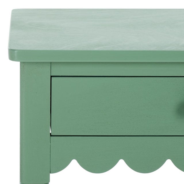 Spritely Home Heaven Scalloped 1 Top Drawer Accnt Table in Sage Green For Sale - Image 4 of 10