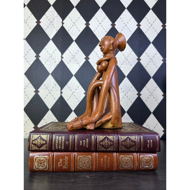 Vintage Indian Terracotta Seated Woman Folk Art Sculpture, 10" For Sale - Image 15 of 18