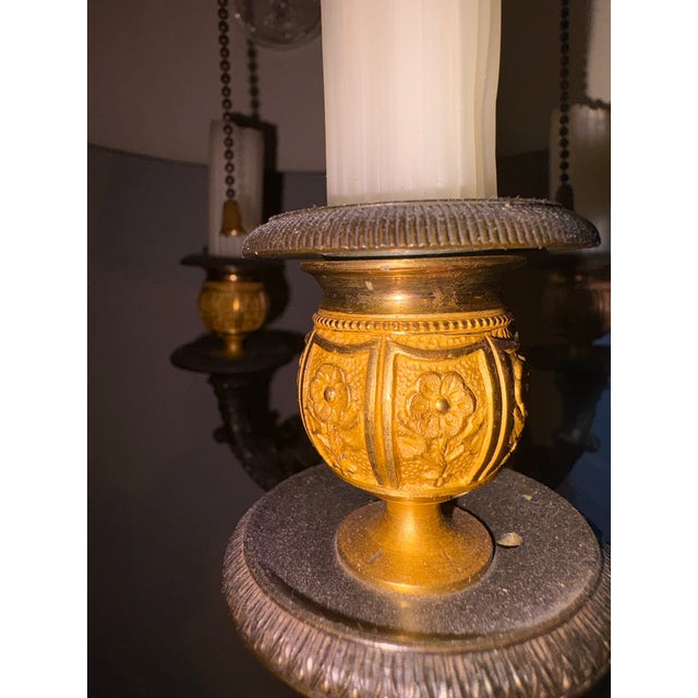 Louis-Philippe Ormolu Antique Lamp With Tole Shade Wax Candles For Sale - Image 6 of 12